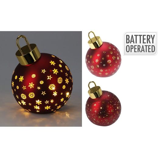Bola De Navidad Led Roja Mate, Blanco Cálido, Modelos Variados  Ø15 Cm