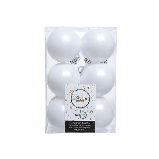 Bolas Decoración Árbol Navidad Ø6 Cm, Blancas, Caja 12 Uds