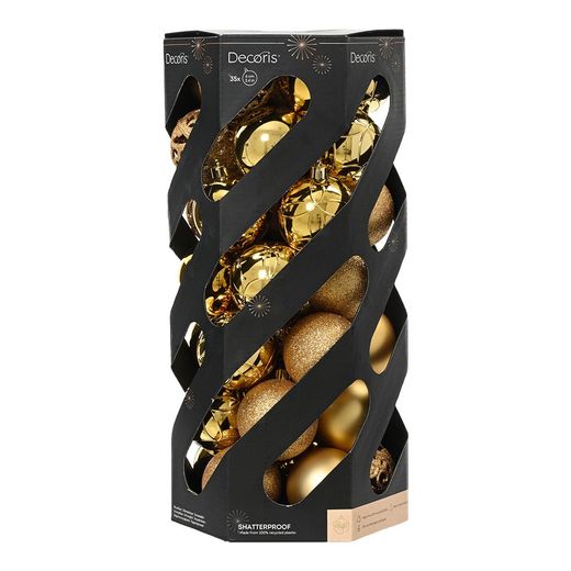 Bolas Decoración Árbol Navidad Ø6 Cm, Dorado, Caja 35 Uds