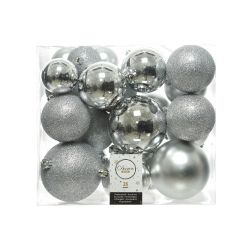 Bolas Decoración Árbol Navidad Ø6 Cm / Ø8 Cm / Ø10 Cm, Plata, Caja 26 Uds