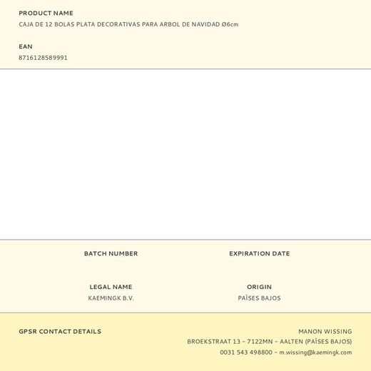 Bolas Decoración Árbol Navidad Ø6 Cm, Plata, Caja 12 Uds