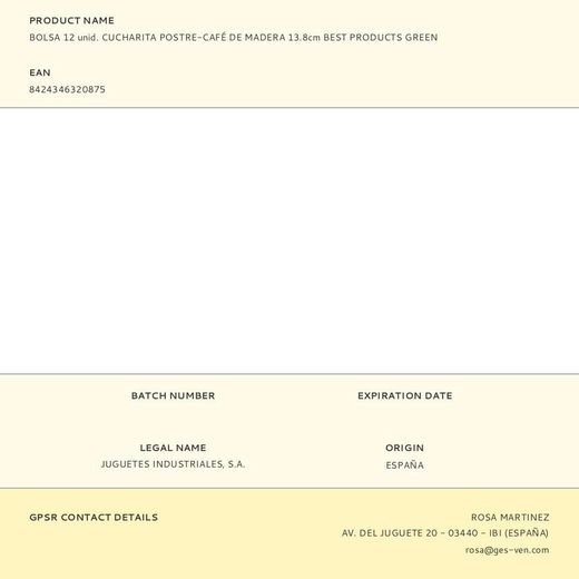 Cuchara Postre/Café De Madera 13,8 Cm, Bolsa 12 Uds