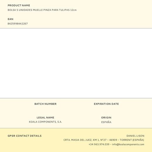 Bolsa 5 Unidades Muelle Pinza Para Tulipas 12Cm