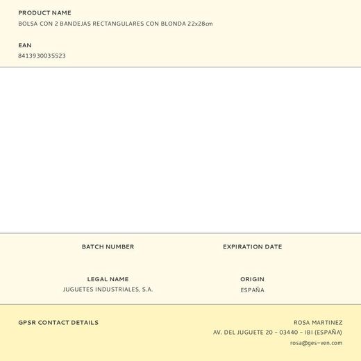 Bandeja Rectangular Con Blonda Color Blanco 22 X 28 Cm, 2 Uds