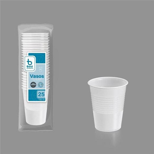 Vasos De Plástico Blancos 200Cc, 25 Uds