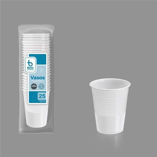 Vasos De Plástico Blancos 200Cc, 25 Uds