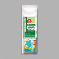 Bolsa Con 25 Vasos De Carton Diseño Animales 200Cc