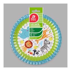 Bolsa Con 4 Platos De Carton Diseño Animales Ø23Cm