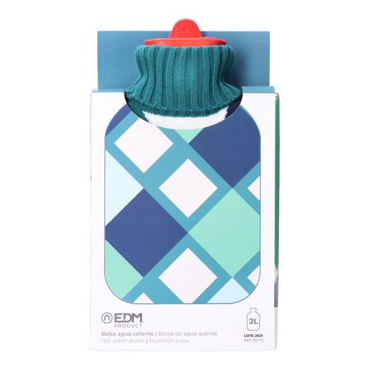 Bolsa De Agua Caliente 2 L Modelo Cuadros De Colores Marinos