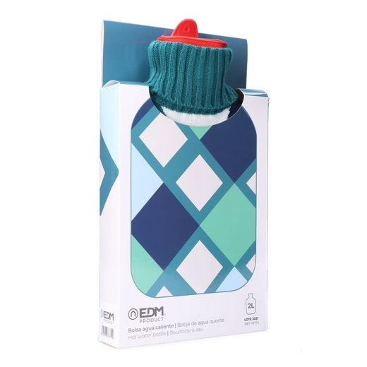 Bolsa De Agua Caliente 2 L Modelo Cuadros De Colores Marinos