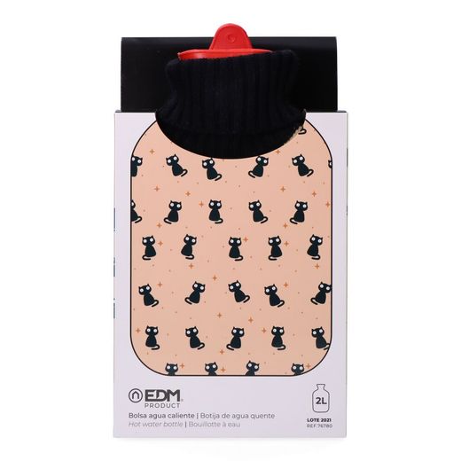 Bolsa De Agua Caliente 2 L Modelo Gatos Negros