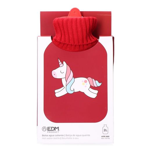 Bolsa De Agua Caliente 2 L Modelo Roja Unicornio