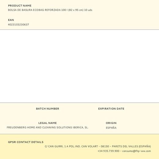 Bolsa De Basura Ecobag Reforzada 100 L (82 X 95 Cm) 10 Uds