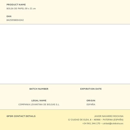 Bolsa De Papel 09 X 21 Cm