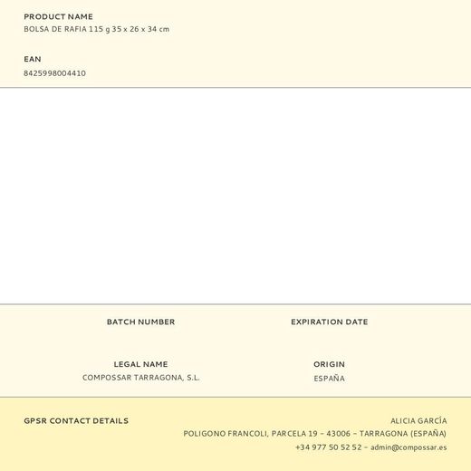 Bolsa De Rafia 115 G 35 X 26 X 34 Cm