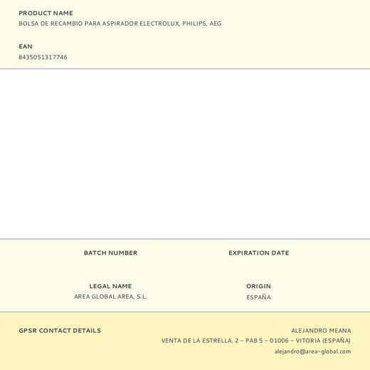 Bolsa De Recambio Para Aspirador Electrolux, Philips, Aeg