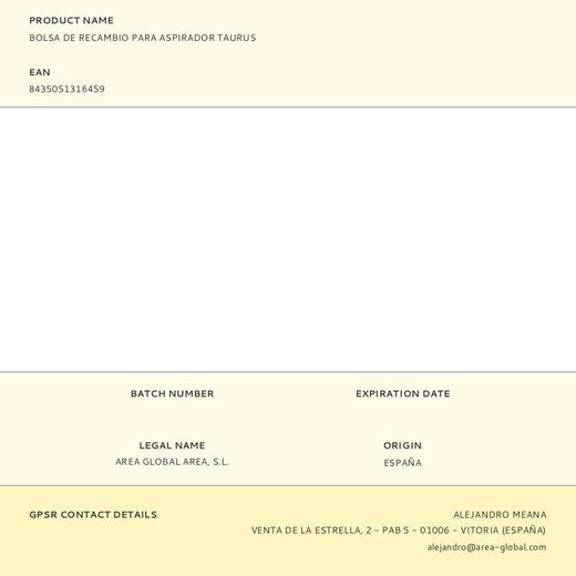 Bolsa De Recambio Para Aspirador Taurus