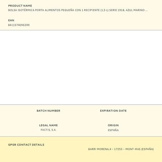 Bolsa Isotérmica Porta Alimentos Serie 1918 Azul Marino Con 1 Recipiente 1,5 L