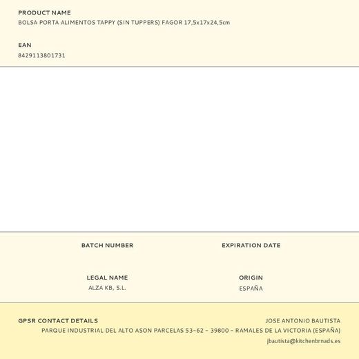 Porta Alimentos Tappy (Sin Fiambreras)