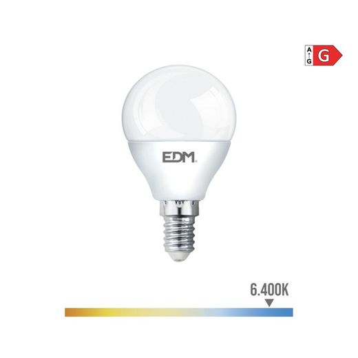 Bombilla Esferica Led E14 5 W 400 Lm 6400 K Luz Fria Ø4,5 X 8 Cm