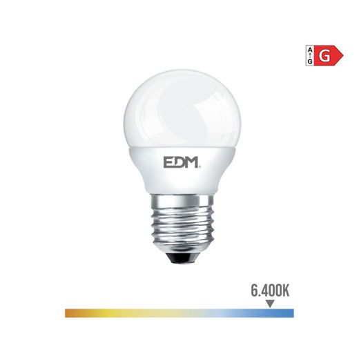 Bombilla Esferica Led E27 5 W 400 Lm 6400 K Luz Fria Ø4,5 X 8 Cm