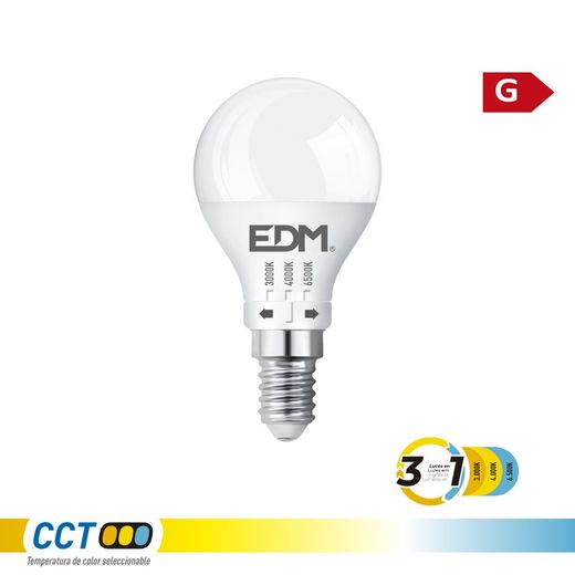 Bombilla Esférica Led P45 E14, 6 W, 500 Lm, 3Cct, Ø45 X 87 Mm