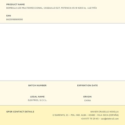 Bombilla Led Multidireccional, Casquillo E27, Potencia 45 W 4265 Lm,  Luz Fría