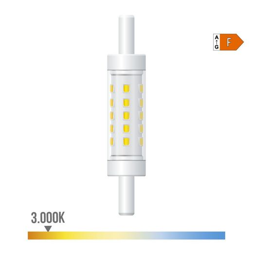 Bombilla Lineal Led 78 Mm, R7S, 5 W, 500 Lm, 3000 K, Luz Cálida, Regulable, Ø15 X 78 Mm