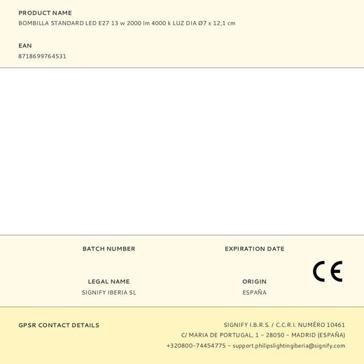 Bombilla Standard Led E27 13 W 2000 Lm 4000 K Luz Dia Ø7 X 12,1 Cm