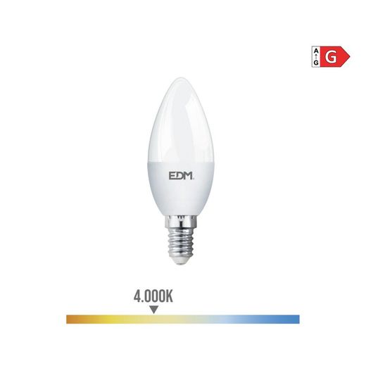 Bombilla Vela Led E14 5 W 400 Lm 4000 K Luz Dia Ø3,5 X 10 Cm