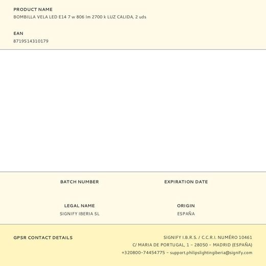 Bombilla Vela Led E14, 7W, 806 Lm, 2700 K, Luz Cálida, 2 Uds