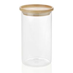 Bote De Vidrio / Madera Ø9,5 X 17,5 Cm