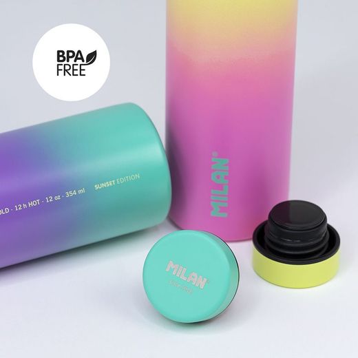 Botella Isotérmica De Acero Inoxidable 304 Edición Sunset Amarilla 591 Ml