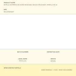 Botella Isotérmica De Acero Inoxidable 304 Edición Sunset Amarilla 591 Ml