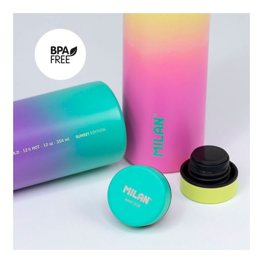 Botella Isotérmica De Acero Inoxidable 304 Edición Sunset, Turquesa 354 Ml