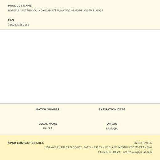 Botella Isotérmica Inoxidable Fauna Modelos Variados 500 Ml