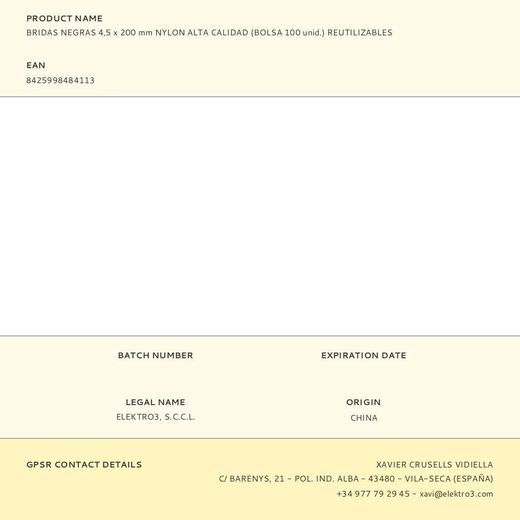 Bridas Negras 4,5 X 200 Mm Nylon Alta Calidad (Bolsa 100 Unid.) Reutilizables