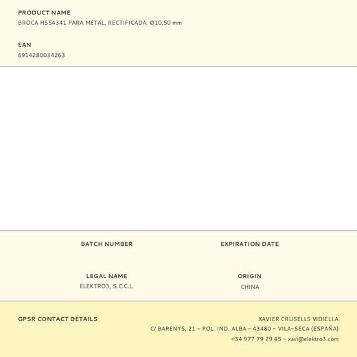 Broca Para Metal Hss4341, Rectificada, Ø10,50 X 133,00 Mm