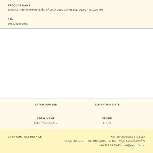 Brocas Para Mampostería, Básico, Ø3,00 - Ø10,00 Mm, Juego 8 Piezas