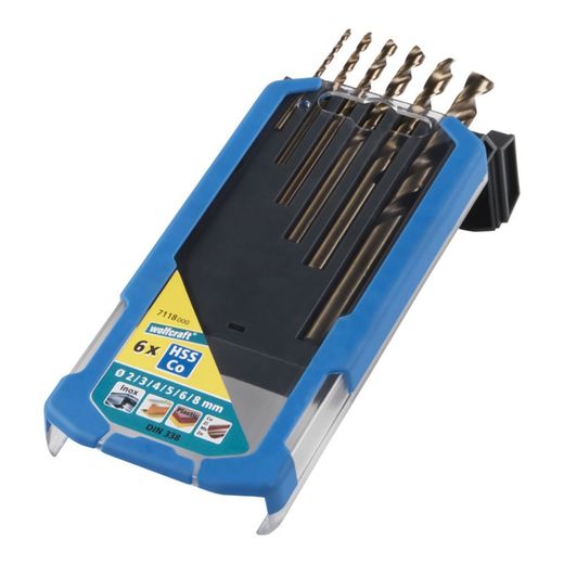 Brocas Para Metal Hss Cobalto Rectificada, Ø2,00 - 8,00 Mm, Juego 6 Piezas