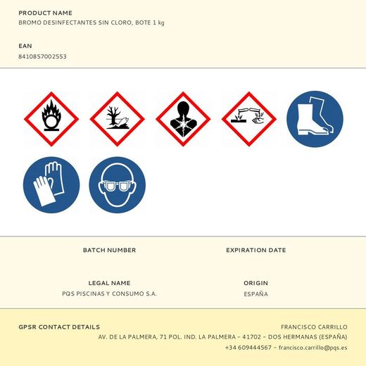 Bromo Desinfectante Sin Cloro Especial Spa, Bote 1 Kg