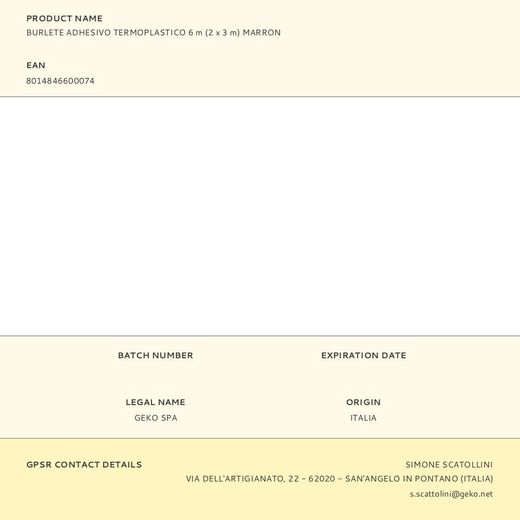 Burlete Adhesivo Termoplástico 6 M (2 X 3 M) Marrón