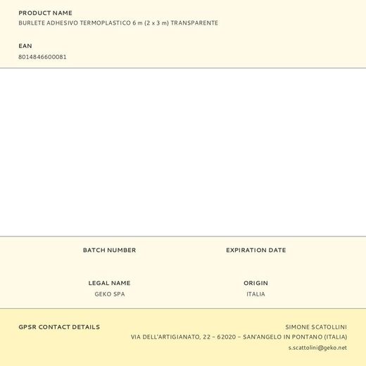 Burlete Adhesivo Termoplástico 6 M (2 X 3 M) Transparente