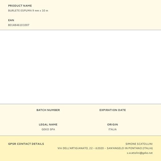 Burlete Espuma Blanco 9 Mm X 10 M