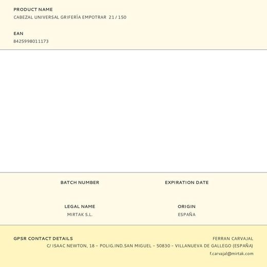 Cabezal Universal Grifería Empotrar  21 / 150