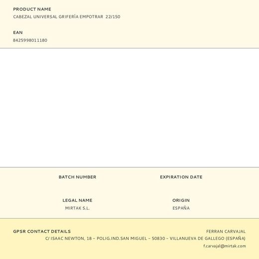 Cabezal Universal Grifería Empotrar  22/150