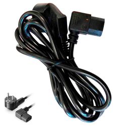 Cable Acodado Ordenador Schuko - Iec C13, Negro, 2 M