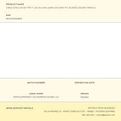 Cable Con Clavija Tipo F 1,5M 3X1.5Mm 4,8Mm 16A 250V T/Tl Blanco. Solera 7000/1,5