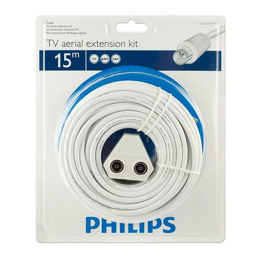 Cable De Antena Tv Coaxial Tipo Pal 15M Swv2209W/10 Philips