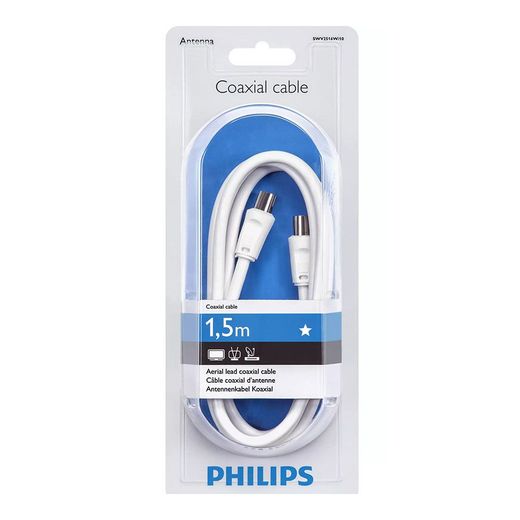 Cable De Antena Tv Coaxial Tipo Pal 1,5M Swv2516W/10 Philips